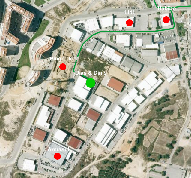 Mapa da Zona Industrial de Sta. Marta do Pinhal